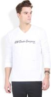 HW Printed Men's V-neck White T-Shirt