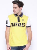 Harvard Solid Men's Polo Neck Yellow T-Shirt