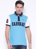 Harvard Solid Men's Polo Neck Blue T-Shirt