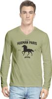 Hueman Printed Men's V-neck Beige T-Shirt