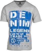 Huetrap Graphic Print Men's V-neck Grey T-Shirt
