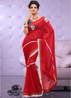 Hypnotex Red Embroidered Saree