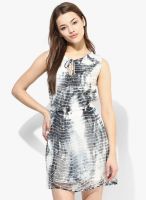 I AM FOR YOU Off White Colored Printed Shift Dress