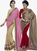 Indian Women By Bahubali Pack Of 2 Multicoloured Embroidered Saree