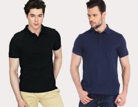 inkdice Solid Men's Polo Neck Multicolor T-Shirt(Pack of 2)