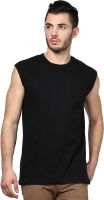 Inkovy Solid Men's Round Neck Black T-Shirt