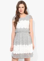JC Collection Grey Colored Embroidered Skater Dress