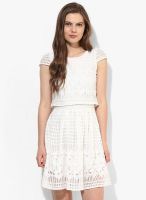 JC Collection White Colored Embroidered Skater Dress