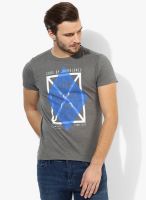 Jack & Jones Grey Milange Graphic Round Neck T-Shirt