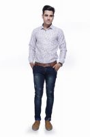 Jads Men's Geometric Print Casual White, Grey, Black Shirt