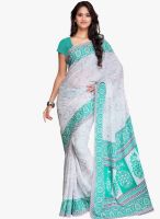 Janasya Janasya Turquoise Crepe Printed Saree