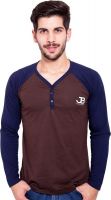 Jangoboy Solid Men's V-neck Brown, Dark Blue T-Shirt