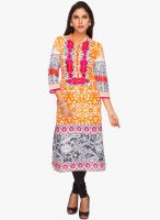 Jashn Orange Printed Kurtis