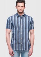 Jogur Blue Striped Slim Fit Casual Shirt