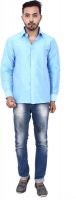 KENRICH Men's Solid Wedding, Casual, Party, Formal, Festive Light Blue Shirt