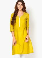 Kira Yellow Solid Kurtis