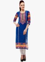 Kurti'S Blue Embroidered Kurta