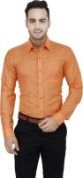 LEAF Men's Solid Formal Orange Shirt