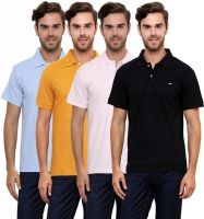 Lemon & Vodka Solid Men's Polo Neck Multicolor T-Shirt(Pack of 4)