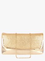 Lino Perros Golden Synthetic Leather Clutch