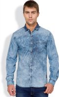 Locomotive Men's Solid Casual Blue Shirt