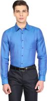 London Bridge Men's Solid Formal Blue Shirt