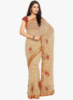 Lookslady Beige Embroidered Saree