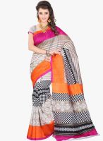 Lookslady Beige Printed Saree
