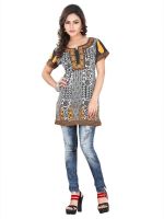 Lookslady Casual Floral Print Women's Kurti(Black)