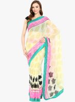 Lookslady Off White Printed Saree