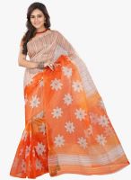 Lookslady Orange Printed Saree