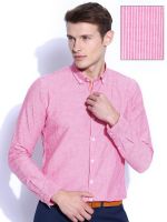 Mast & Harbour Men's Striped Formal Pink Shirt