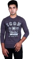 Moonwalker Printed Men's Round Neck Grey T-Shirt