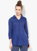 Mustard Navy Blue Solid Top