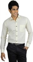 Nexq Men's Solid Formal Linen Yellow Shirt
