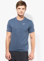 Nike As Dri-Fit Contour Ss Blue Running Round Neck T-Shirt