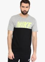Nike Grey Solid Round Neck T-Shirts