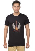 Ocean Race Graphic Print Men's Round Neck Black T-Shirt