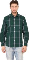 Orange Plum Men's Checkered Casual Green Shirt