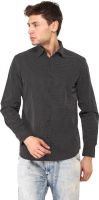 Orange Plum Men's Polka Print Casual Black Shirt