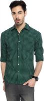 People Men's Checkered Casual Green Shirt