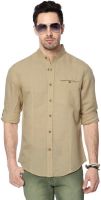 People Men's Solid Casual Brown Shirt