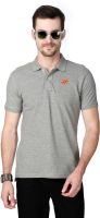 People Solid Men's Polo Neck Grey T-Shirt
