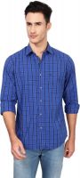 Peter England Men's Checkered Casual Blue Shirt