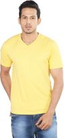 Provogue Solid Men's V-neck Yellow T-Shirt