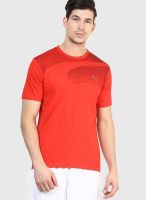 Puma Red Solid Round Neck T-Shirts