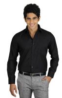 Qpark Men's Solid Formal Black Shirt
