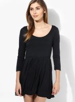 Rattrap Black Colored Solid Skater Dress