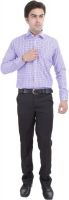 Riwas Collection Men's Checkered Formal Linen Blue, Purple Shirt