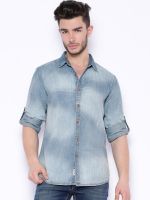 Roadster Men's Solid Casual Blue Shirt